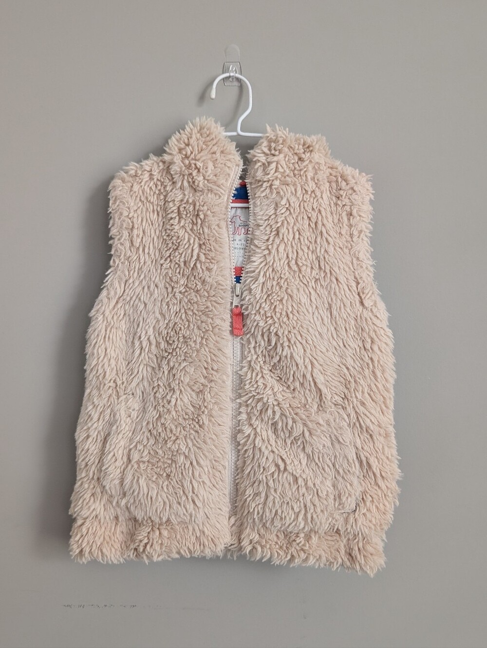 Mini Boden Tan Sherpa Hooded Vest Size 4-5